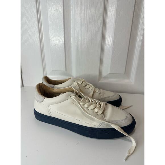 HIRUNDO White Midnight Blue Leather Sneakers Size EU 41 - Picture 2 of 9